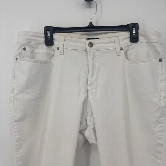 Eileen Fisher White Skinny Jeans Women's Size 16 Stretch Raw Hem - Picture 3 of 12